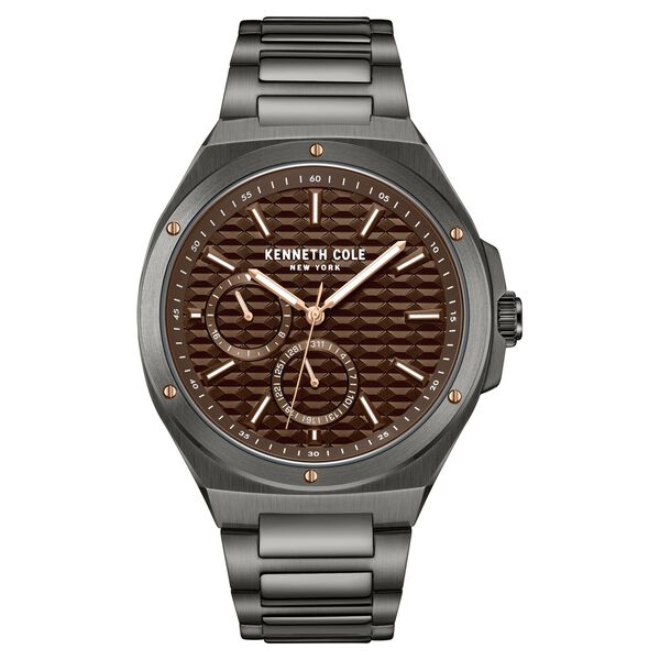 Kenneth Cole Quartz Multifunction Brown Dial Stainless Steel Strap Watch for Men - image number 0