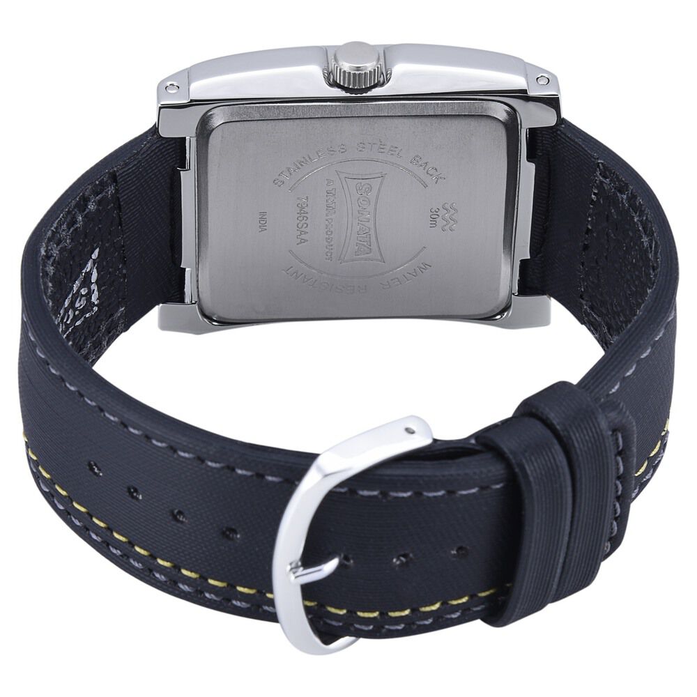 Buy Online Sonata Quartz Analog Yellow Dial Leather Strap Watch for Men nj7946sl01ac Titan