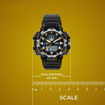 Zoop Bolt Ana Digi Watch with Black and Yellow Multi Color Case and Black Color Strap for Boys Kids, from House of Titan