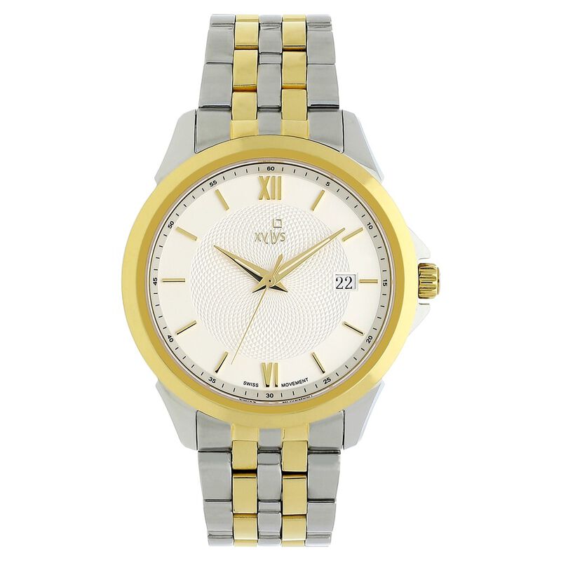 Xylys Swiss Analog with Date Two Toned Stainless Steel Strap White Dial Watch For Men