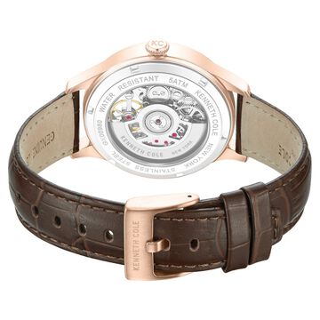 Kenneth Cole Automatic Brown Dial Brown Leather Strap Watch For Men