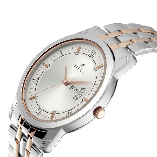 Titan Bandhan Quartz Analog with Day and Date Silver Dial Stainless Steel Strap Watch for Couple - image number 1