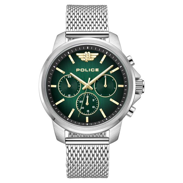 Police Multifunction Black Dial Silver Metal Strap Watch For Men - image number 0