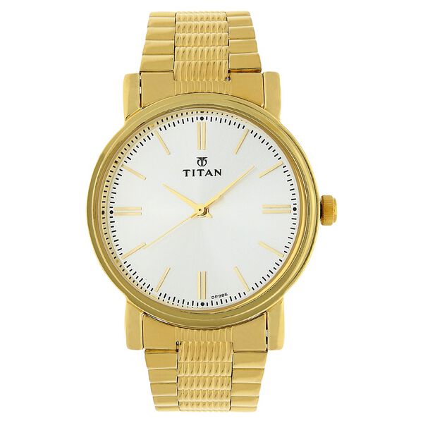 Titan Quartz Analog Silver Dial Golden Stainless Steel Strap Watch For Men - image number 1