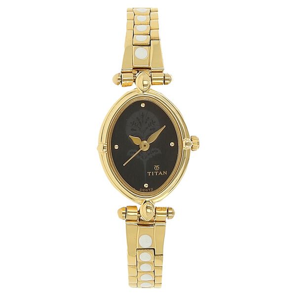 Titan Quartz Analog Black Dial Stainless Steel Strap Watch for Women - image number 0