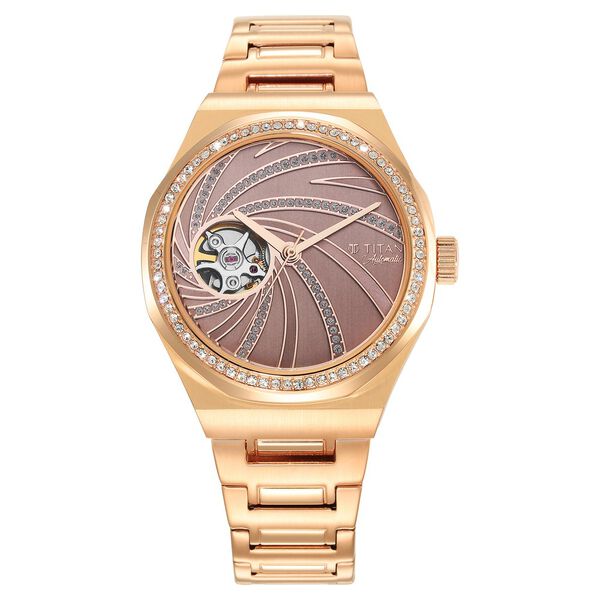 Titan Unending Beauty Automatic Brown Dial Analog Stainless Steel Strap watch for Women - image number 1
