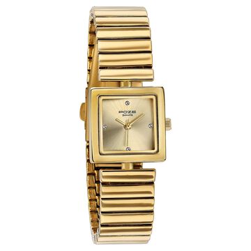 Sonata Poze Quartz Analog Silver Dial Golden Metal Strap Watch For Women