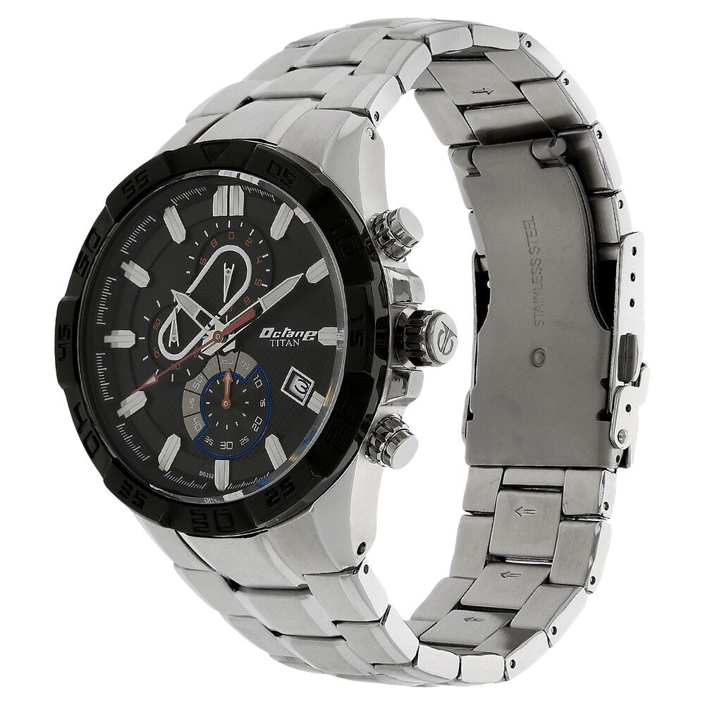 Titan Quartz Chronograph Black Dial Stainless Steel Strap Watch for Men