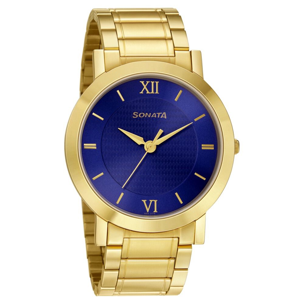 Buy Online Sonata Quartz Analog Blue Dial Stainless Steel Strap
