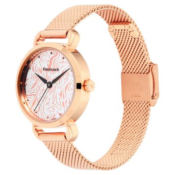Fastrack Animal Print Quartz Analog Bicolour Dial Stainless Steel Strap Watch for Girls