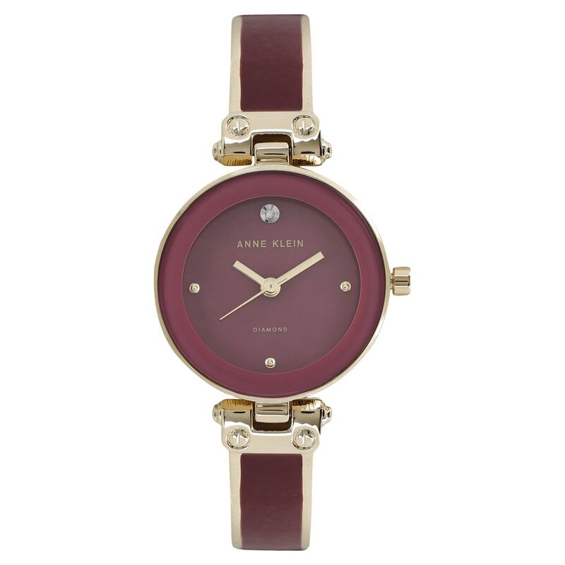 Anne Klein Quartz Analog Maroon Dial Ceramic Strap Watch for Women
