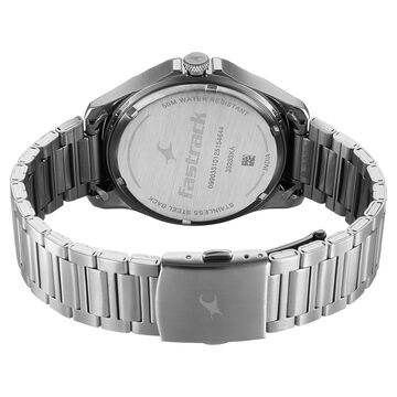 Fastrack Groove Quartz Analog with Date Green Dial Silver Stainless Steel Strap Watch For Guys
