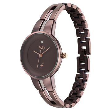 Fastrack Vyb Halo Quartz Analog Brown Dial Metal Strap Watch for Girls