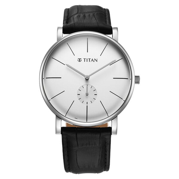 Titan Elegance Analog with Small Second and White Dial Black Leather Strap Watch for Men - image number 1