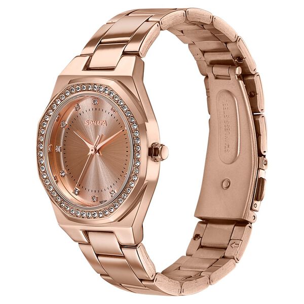 Sonata Jashn Quartz Analog Rose Gold Dial Rose Gold Metal Strap Watch For Women - image number 2