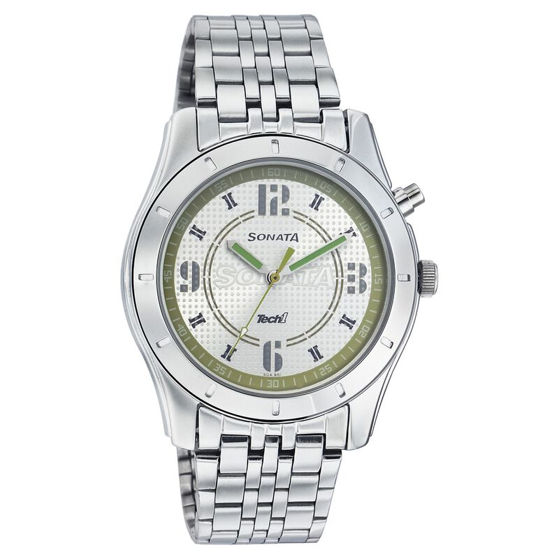 Sonata Quartz Analog Silver Dial Stainless Steel Strap Watch for Men - image number 0