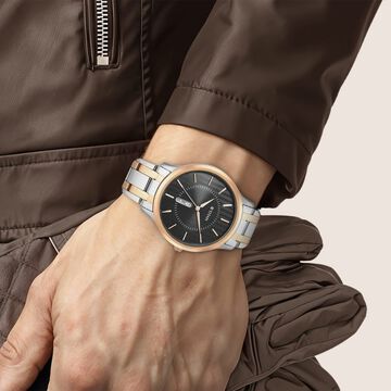 Titan Karishma Quartz Analog Black Dial Two Toned Stainless Steel Strap Watch For Men