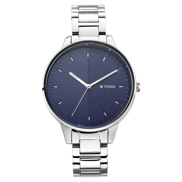 Titan Women's Precision Simplicity Watch: Blue Gradient Dial with Metal Strap - image number 1