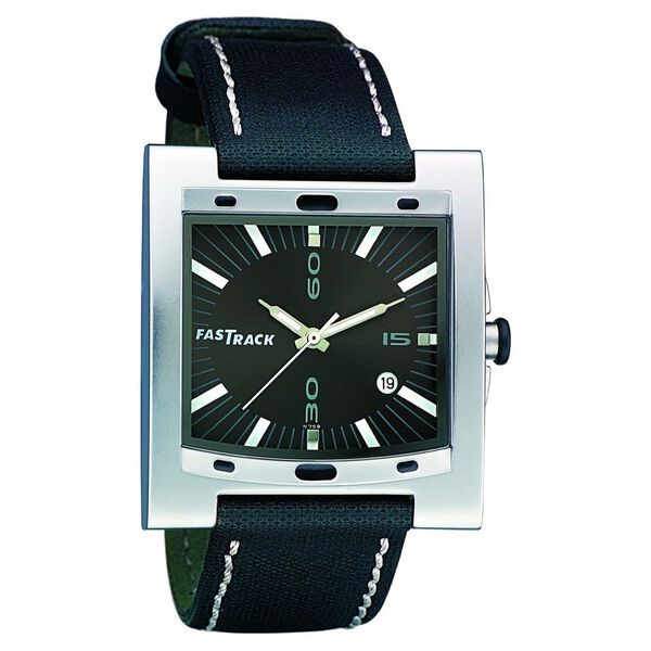 Fastrack Quartz Analog Black Dial Leather Strap Watch for Guys - image number 0