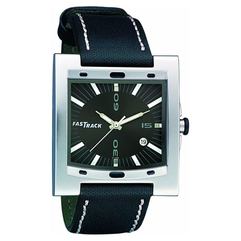 Fastrack Quartz Analog Black Dial Leather Strap Watch for Guys