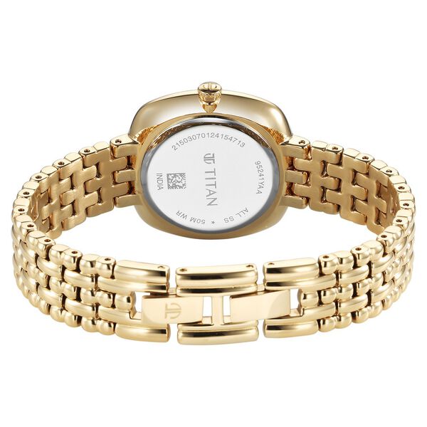 Titan Aura Quartz Analog Brown Mother of Pearl Dial Golden Stainless Steel Strap Watch for Women - image number 4