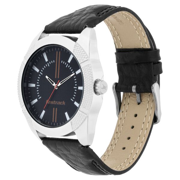Buy Online Fastrack Quartz Analog Black Dial Leather Strap Watch for ...