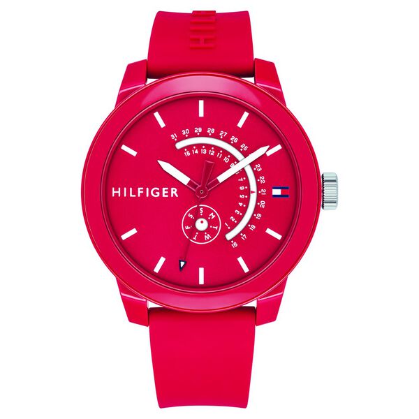Tommy Hilfiger Quartz Analog with Date Red Dial Silicone Strap Watch for Men - image number 0