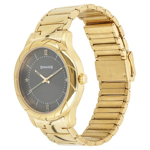 Sonata Quartz Analog Anthracite Dial Stainless Steel Strap Watch for Men - image number 1