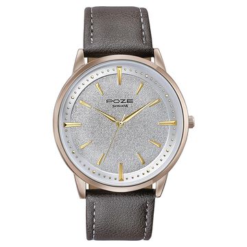 Sonata Poze Quartz Analog White Dial Leather Strap Watch For Men