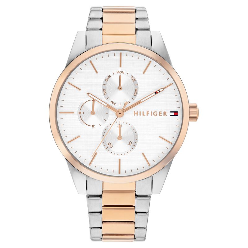 Tommy Hilfiger Quartz Multifunction Silver Dial Two Toned Stainless Steel Strap Watch For Women