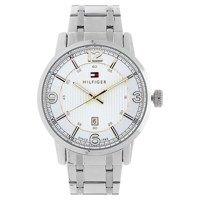 Tommy Hilfiger Quartz Analog White Dial Metal Strap Watch for Men