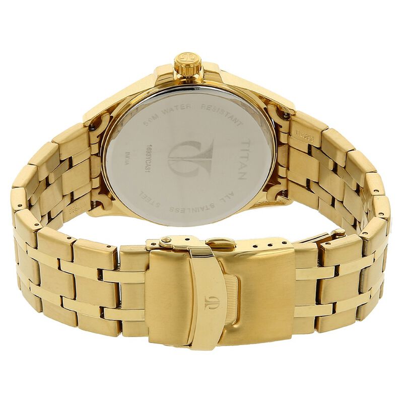 Titan Regal Crest Champagne Dial Analog with Date Stainless Steel Strap Watch for Men - image number 3