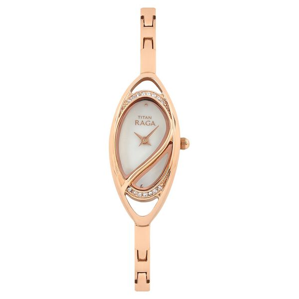 Titan Quartz Analog Mother of Pearl Dial Metal Strap Watch for Women - image number 0