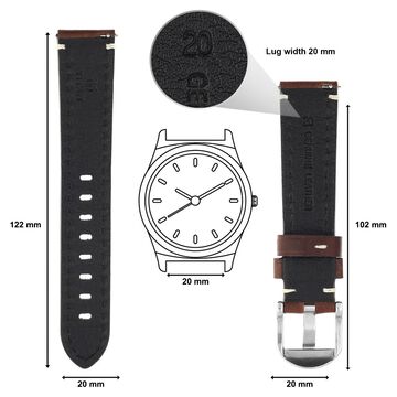 20 mm Brown Genuine Leather Straps for Men