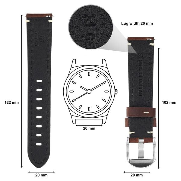 20 mm Brown Genuine Leather Straps for Men - image number 1