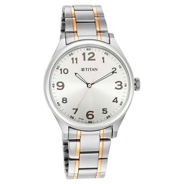 Titan Quartz Analog Silver White Dial Stainless Steel Strap Watch for Men - image number 0