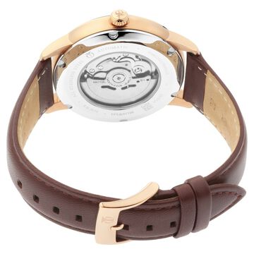 Titan Automatic Silver Dial Brown Leather Strap Watch
