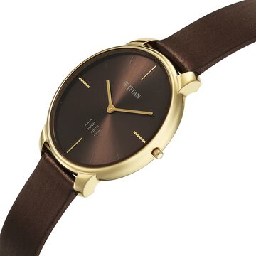 Edge Velora Quartz Analog Brown Dial Two Toned Leather Strap Watch For Women