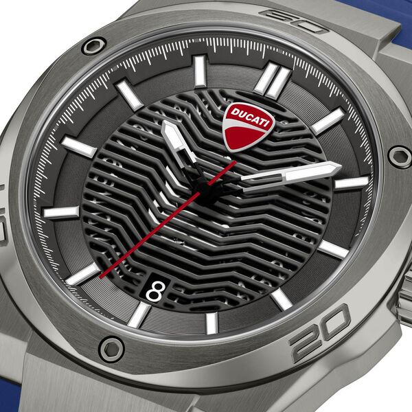 Ducati Quartz Analog Grey Dial Blue Silicone Strap Watch For Men - image number 3