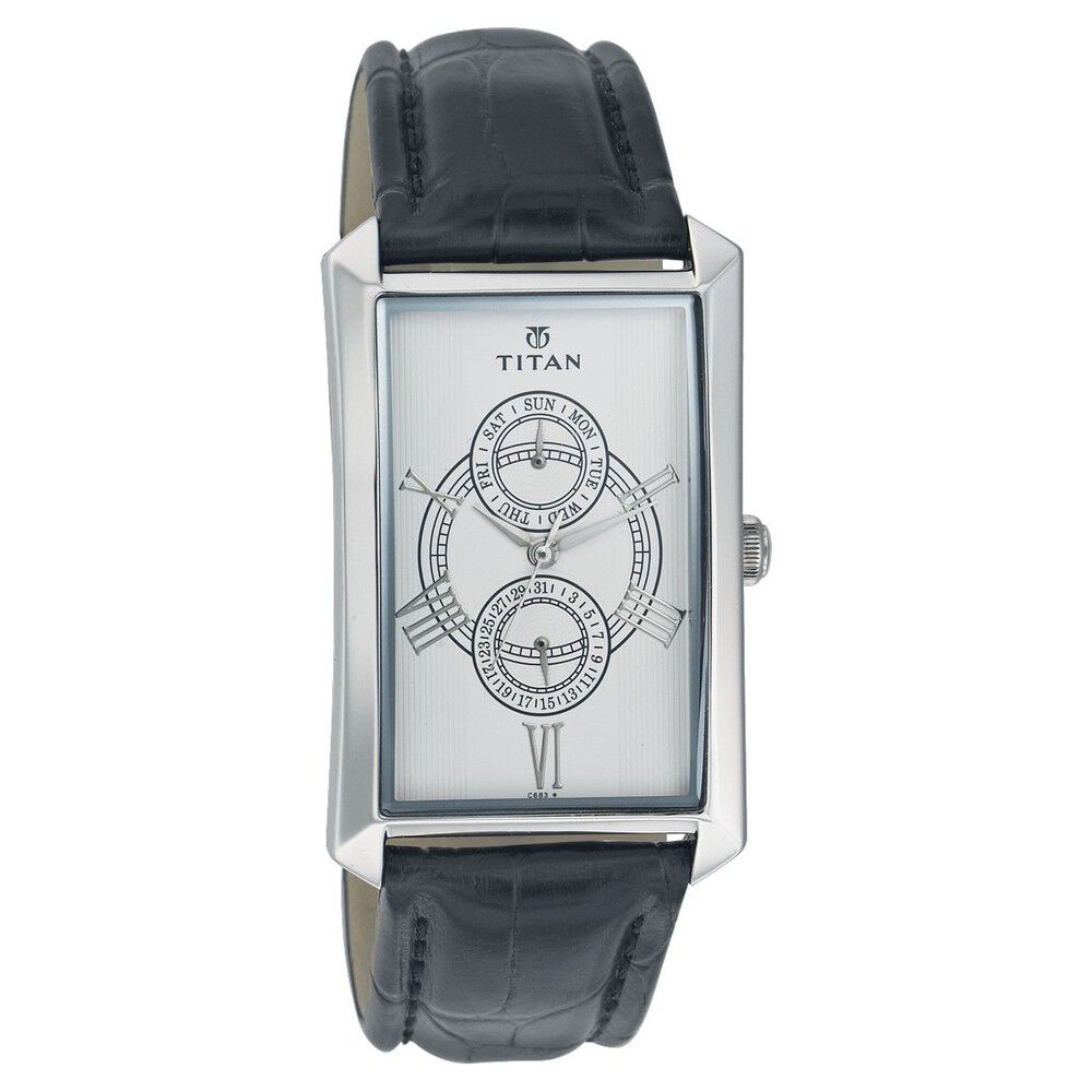 Buy Online Titan Analog Anthracite Dial Leather Strap watch for Men nd1490sl01 Titan