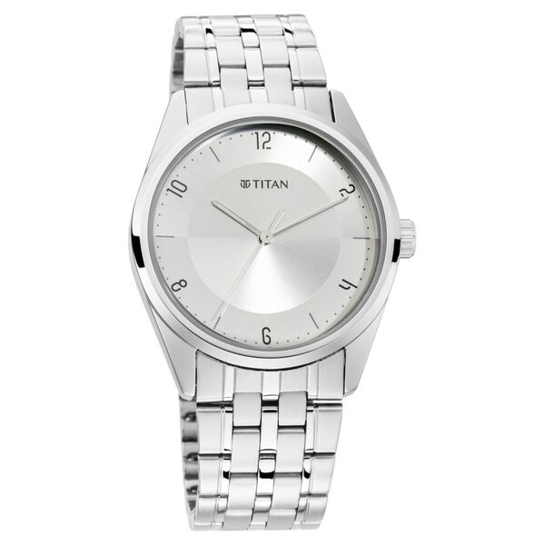 Titan Men's Eleganza Lumina White: Luminous Dial Watch with Sophisticated Link Metal Strap - image number 0