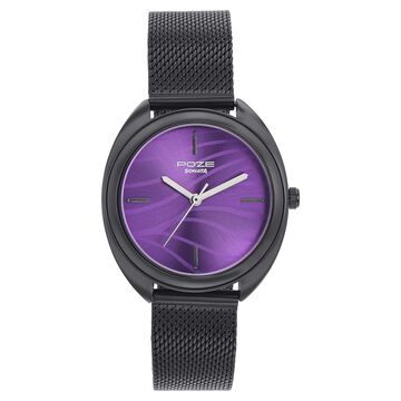 Sonata Poze Quartz Analog Purple Dial Metal Strap Watch for Women