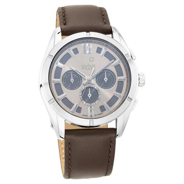 Xylys Swiss Multifunction Brown Leather Strap Beige Dial Watch For Men