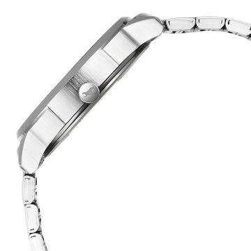 Fastrack Quartz Analog White Dial Silver Stainless Steel Strap Watch for Guys