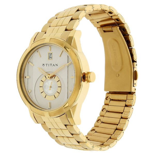 Titan Quartz Analog with Date White Dial Stainless Steel Strap Watch for Men - image number 1