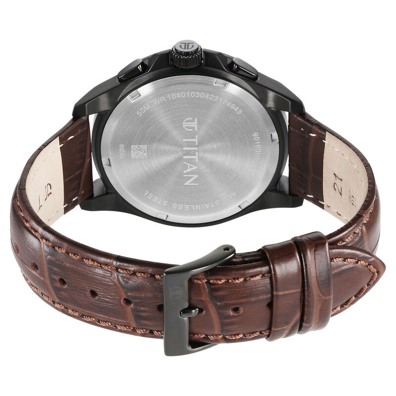 Titan Classic Chrono Blue Dial Quartz Multifunction Leather Strap watch for Men - image number 4
