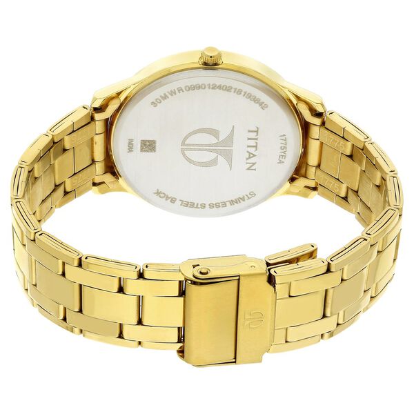 Titan Quartz Analog with Date Champagne Dial Stainless Steel Strap Watch for Men - image number 4