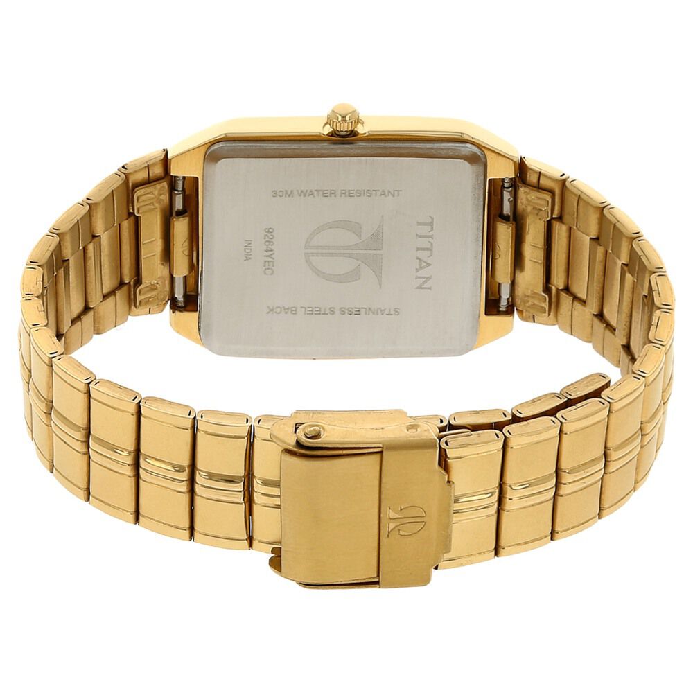 Buy Online Titan Analog with Date Golden Dial Metal Strap watch for Men ns9264ym02 Titan