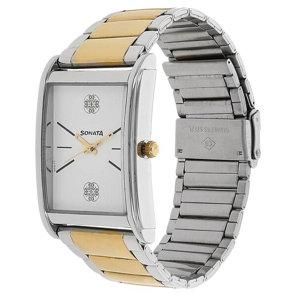Sonata Quartz Analog White Dial Stainless Steel Strap Watch for Men - image number 1