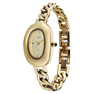 Vyb Mirage By Fastrack Quartz Analog Golden Dial Golden Metal Strap Watch For Girls
